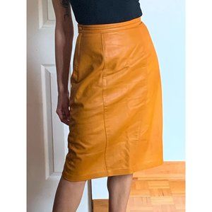 Vintage High Waisted Leather Pencil Skirt